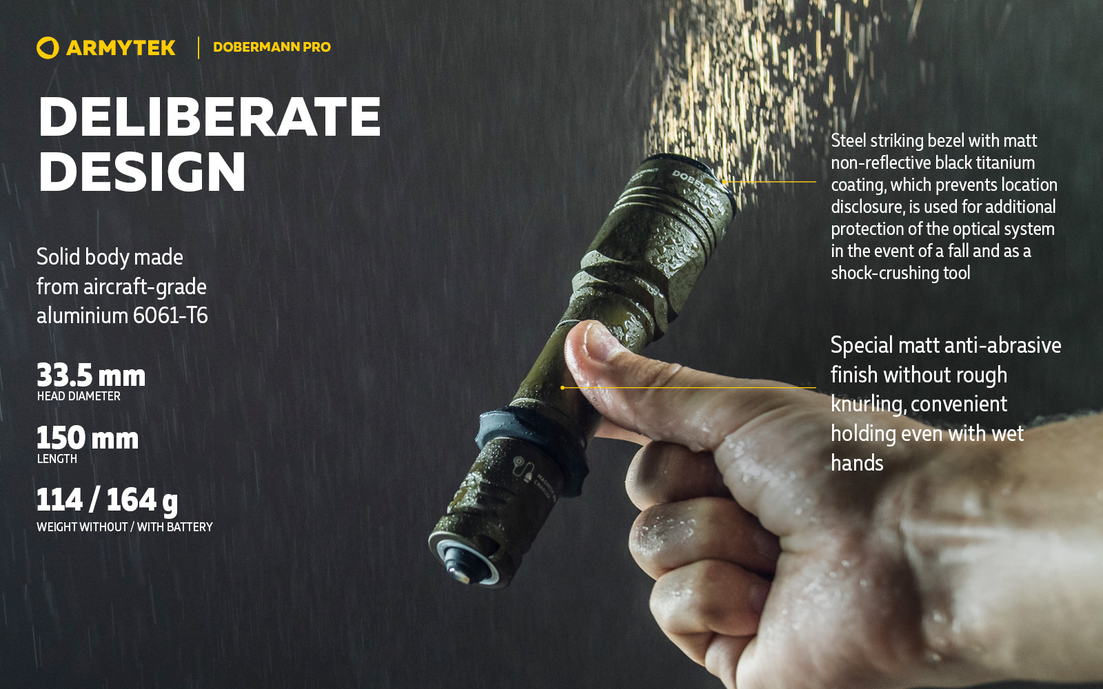 Tactical flashlight Armytek Dobermann Pro Magnet USB Olive